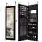 Lockable Wall Door Mounted Mirror Jewelry Cabinet with LED Lights